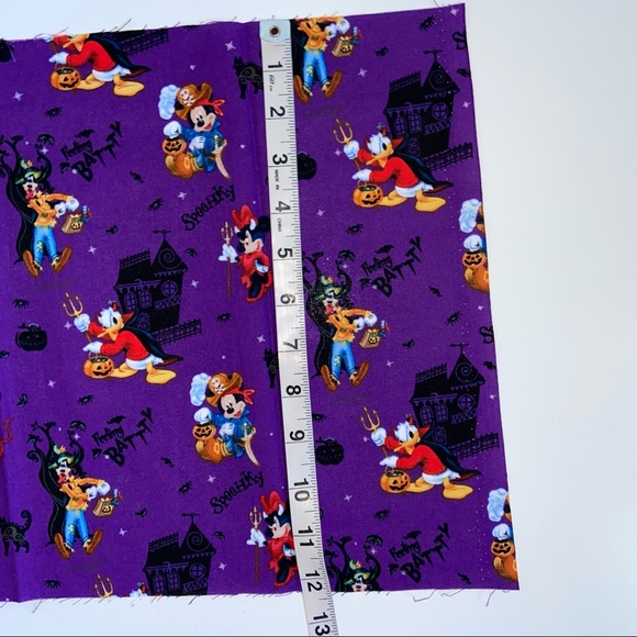 Disney Minnie Mickey Mouse Spooky Halloween Fabric 1/3 Yard 12x44 Purple/Multi - Picture 6 of 8